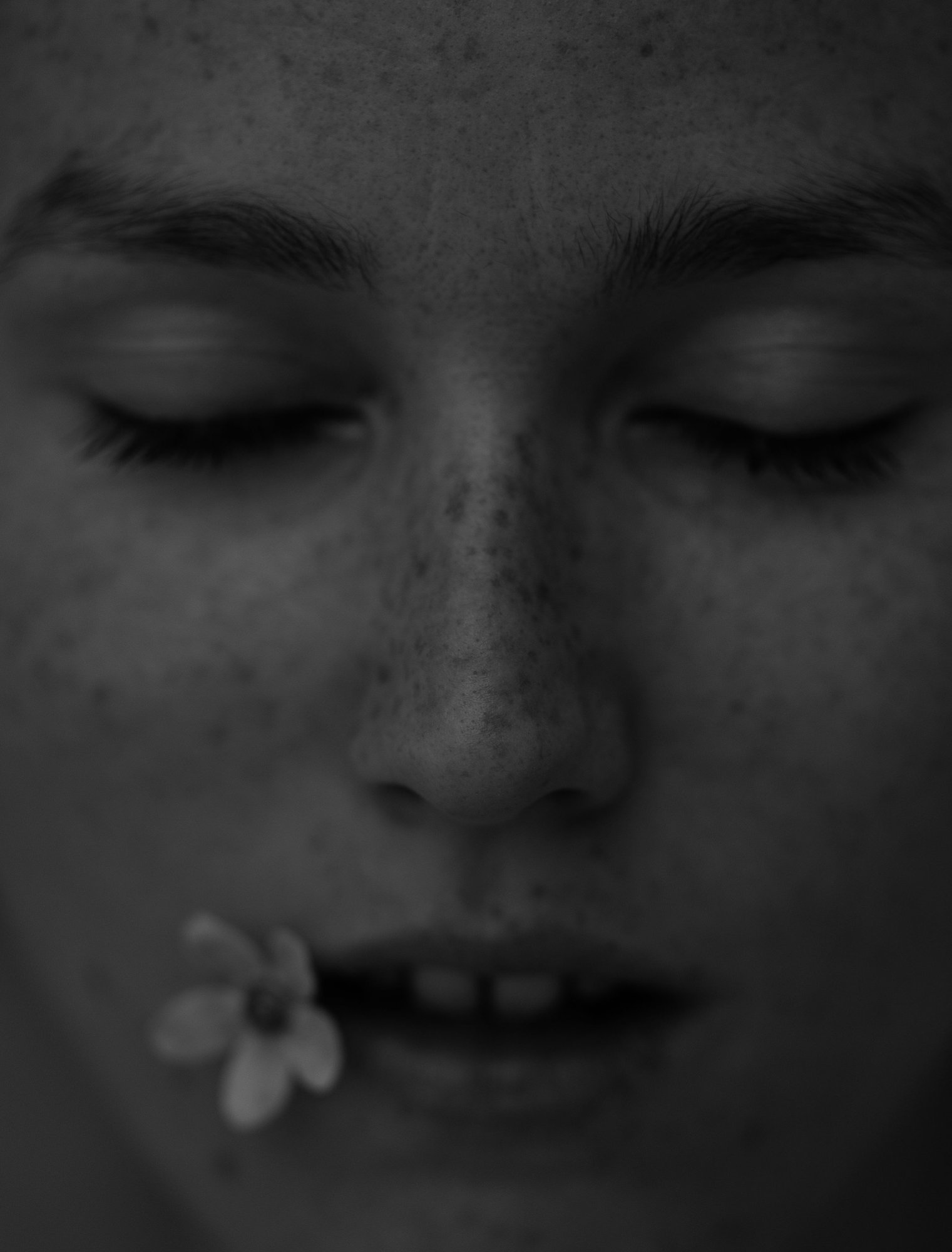 Portrait visage avec une fleur